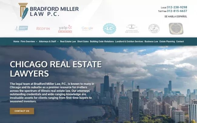 Screenshot of the Bradford Miller Law, P.C. Website