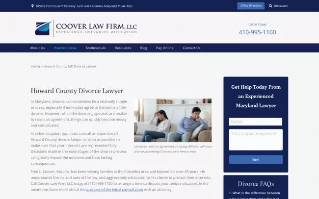 Screenshot of the Coover Law Firm, LLC Website