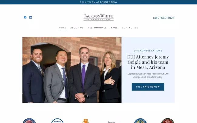 Screenshot of the JacksonWhite Law Website