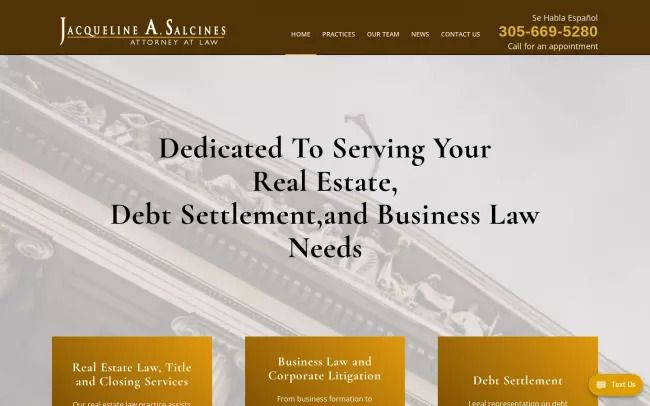 Screenshot of the Law Offices of Jacqueline A. Salcines Website