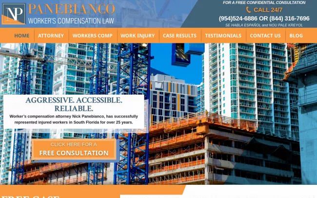 Screenshot of the Law Office of Nick Panebianco, PA Website