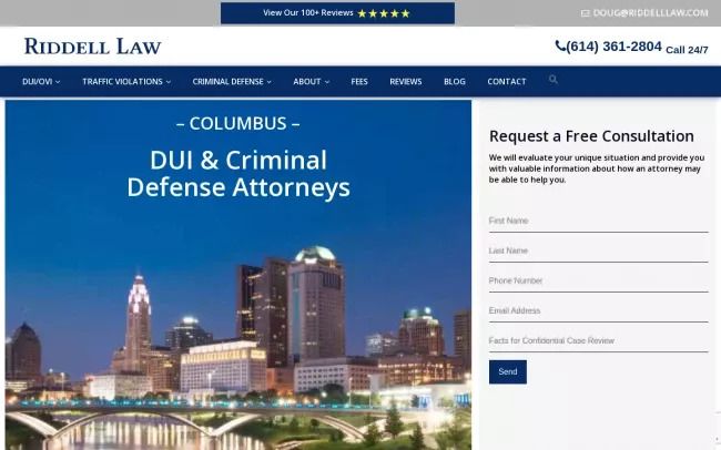 Screenshot of the Riddell Law LLC Website
