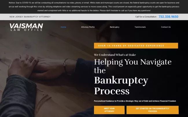 Screenshot of the Vaisman Law Office Website