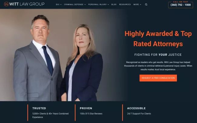 Screenshot of the Witt Law Group PS Website